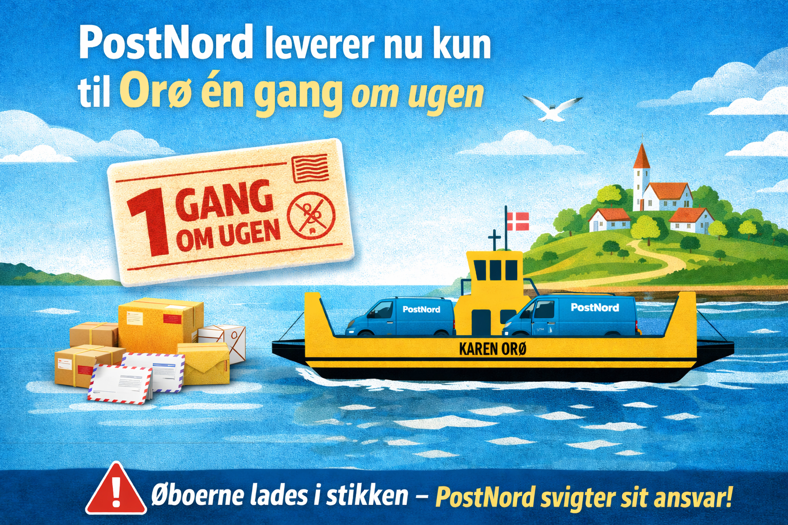 PostNord leverer nu kun til Orø én gang om ugen